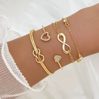 Fashion Crystal Infinity Bracelet Set (4 pcs)